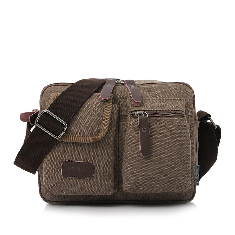 Men's Fashion Solid Color Canvas Trendy Cool Men's Shoulder Bags