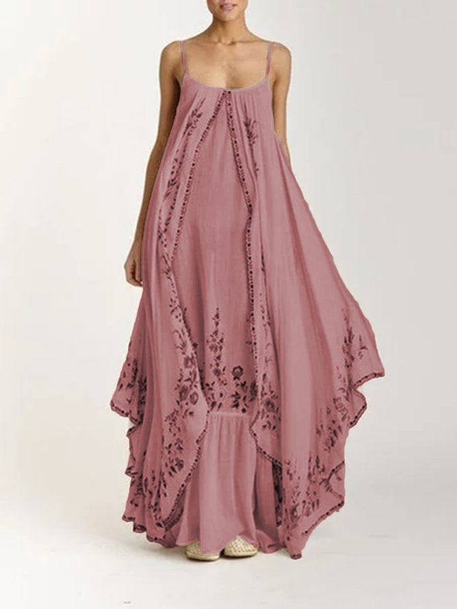 Women's Strap Tube Printed Wide Hem Loose Dresses
