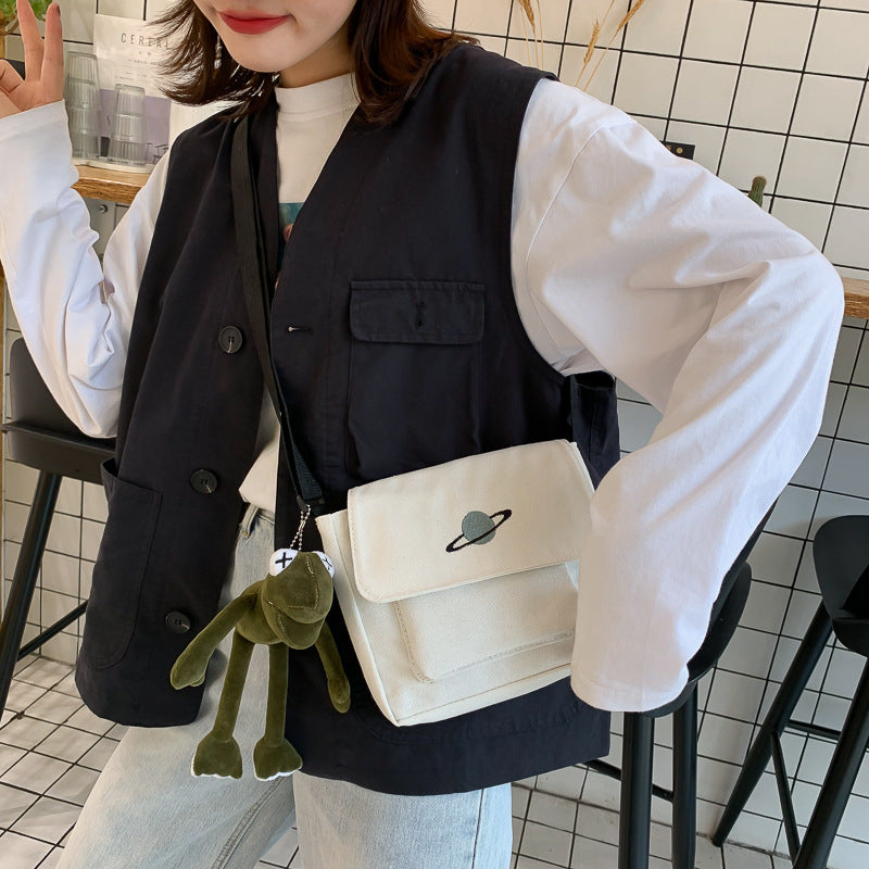 Women's New Canvas Artistic Style Korean Shoulder Bags