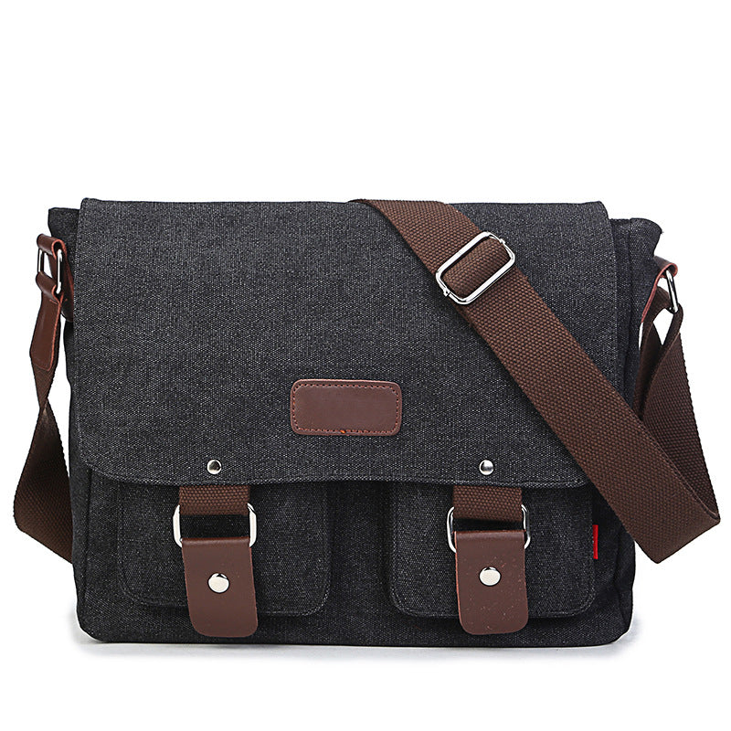 Unique Solid Color Canvas Fashion Processing Men's Messenger Bags