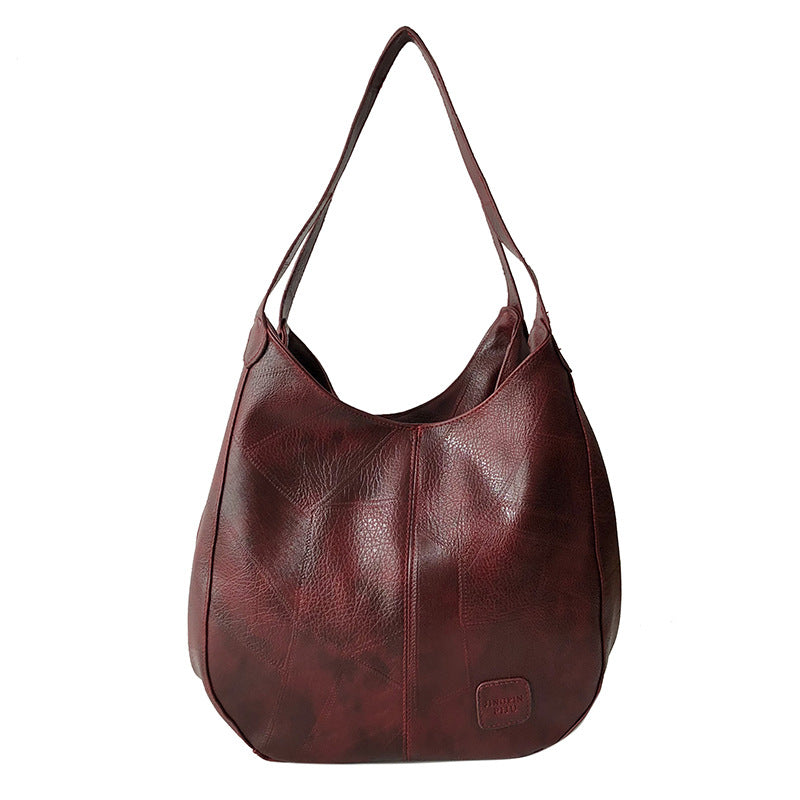 Women's Retro Soft Leather Textured Large Capacity Shoulder Bags