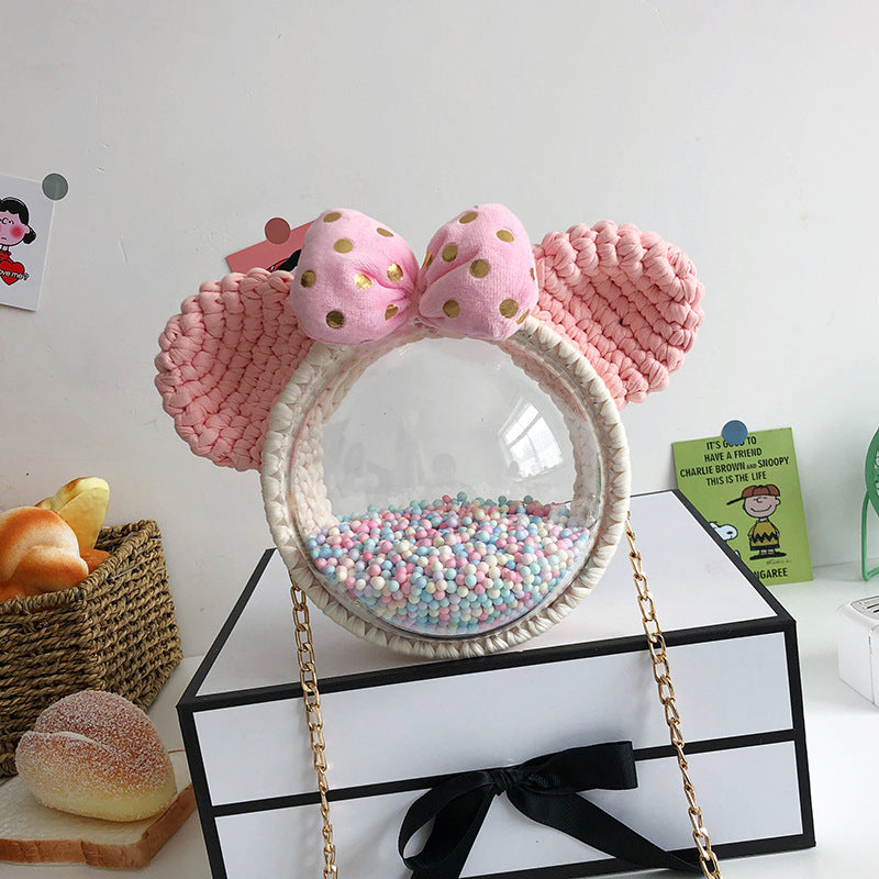 Women's Homemade Hand-woven Material Mickey Acrylic Transparent Shoulder Bags