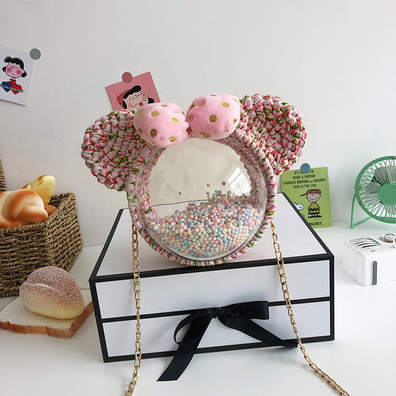 Women's Homemade Hand-woven Material Mickey Acrylic Transparent Shoulder Bags