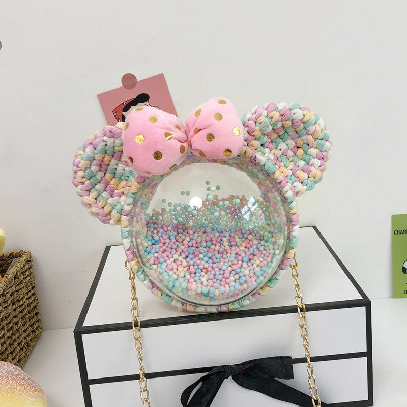 Women's Homemade Hand-woven Material Mickey Acrylic Transparent Shoulder Bags