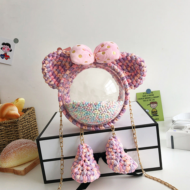 Women's Homemade Hand-woven Material Mickey Acrylic Transparent Shoulder Bags