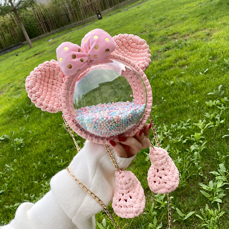 Women's Homemade Hand-woven Material Mickey Acrylic Transparent Shoulder Bags