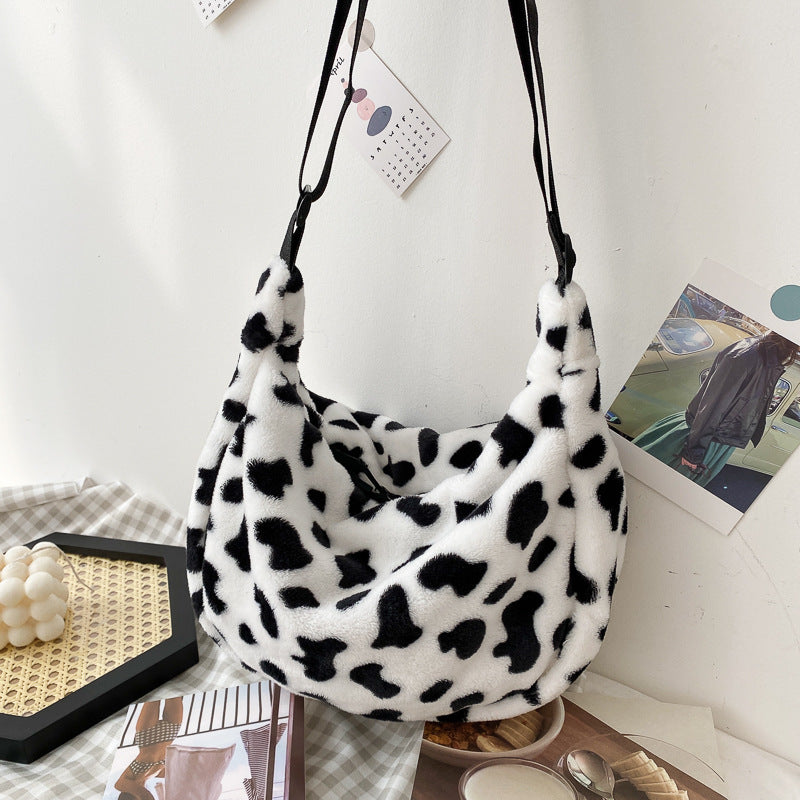 Women's Hot Cow Style Cute Plush Large Shoulder Bags
