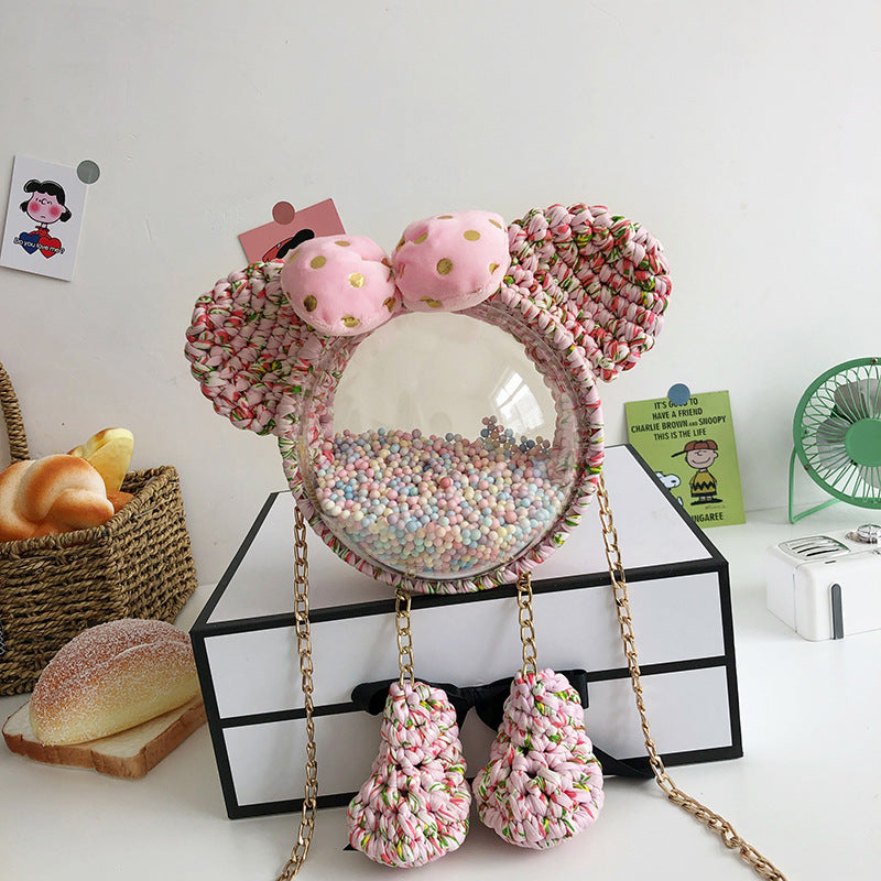 Women's Homemade Hand-woven Material Mickey Acrylic Transparent Shoulder Bags