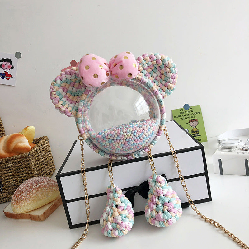 Women's Homemade Hand-woven Material Mickey Acrylic Transparent Shoulder Bags