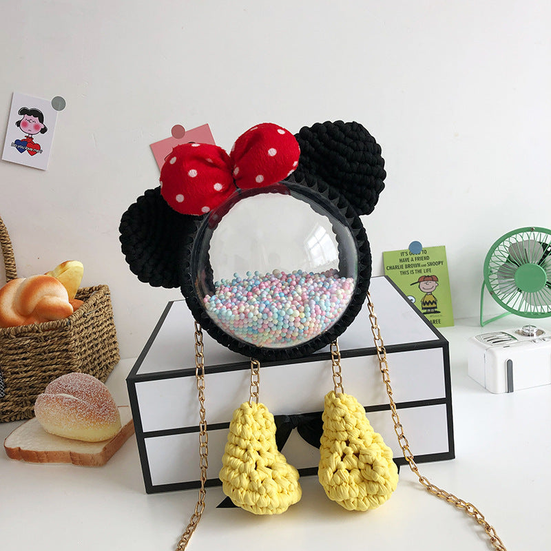 Women's Homemade Hand-woven Material Mickey Acrylic Transparent Shoulder Bags