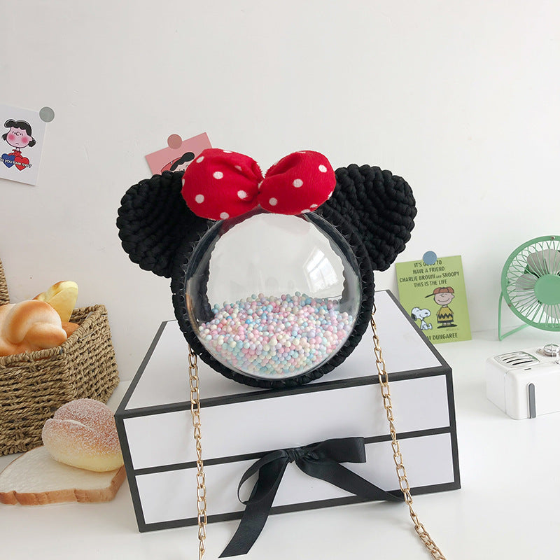 Women's Homemade Hand-woven Material Mickey Acrylic Transparent Shoulder Bags