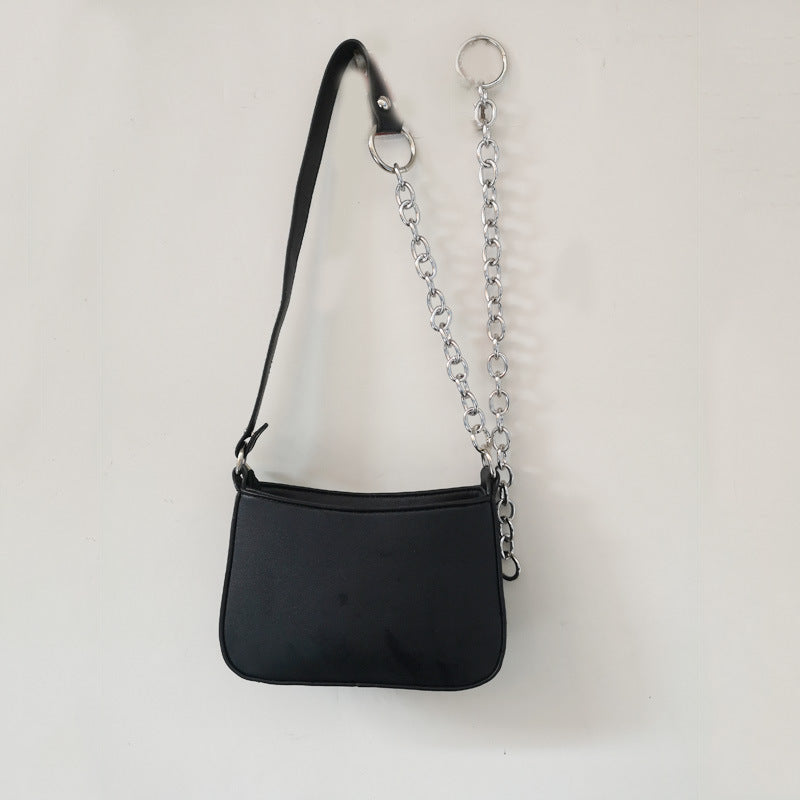 Women's Fried Fire Black Panel Underarm Baguette Crossbody Bags