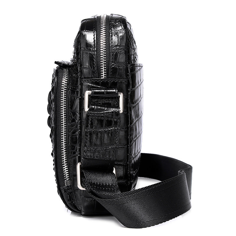 Men's Crocodile Pattern Leather First Layer Cowhide Men's Shoulder Bags