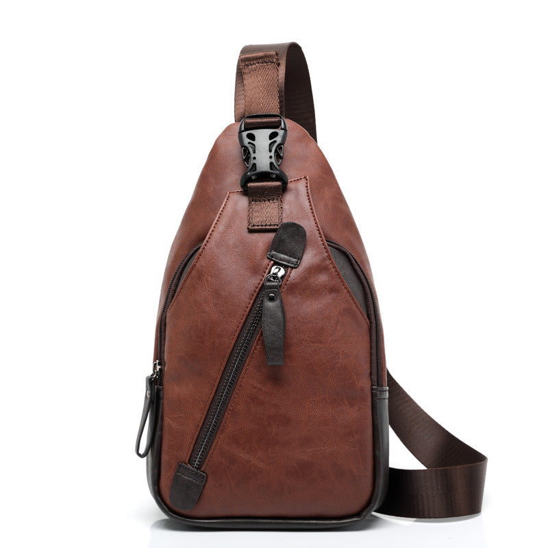 Men's Korean Leather Fashion Trendy Pannier Riding Men's Chest Bags