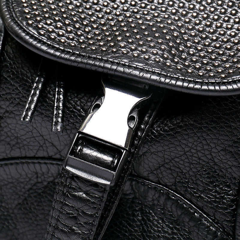 Women's Woven Korean Style Trendy Rivet Fashionable Backpacks