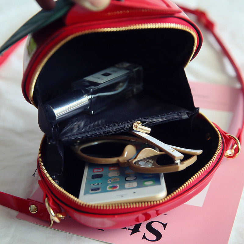 Women's Personalized Apple Pouch Two-color Glossy Hard Shoulder Bags
