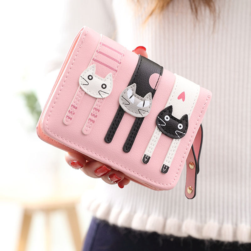 Women's Zipper Hasp 2 Fold Cartoon Cute Ladies Wallets