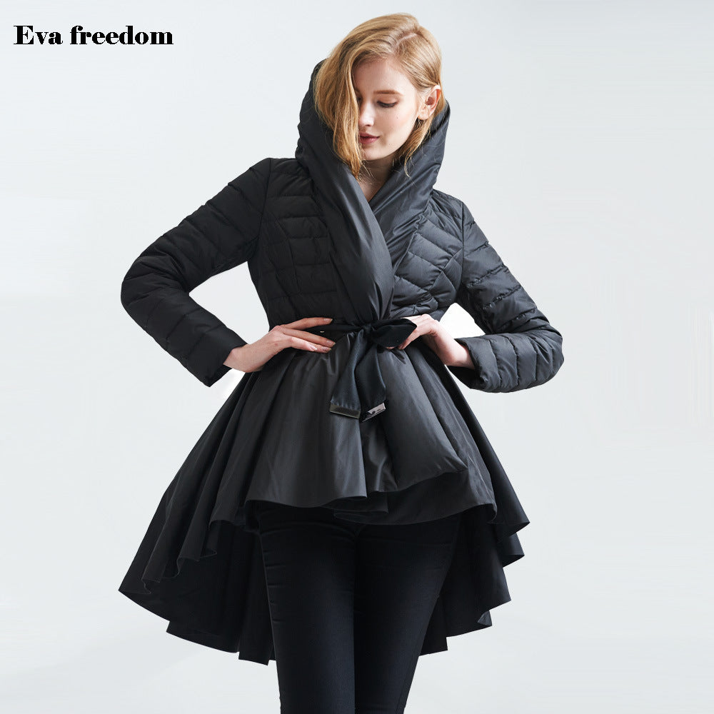 Women's Graceful Hooded Fashion Design White Down Jackets