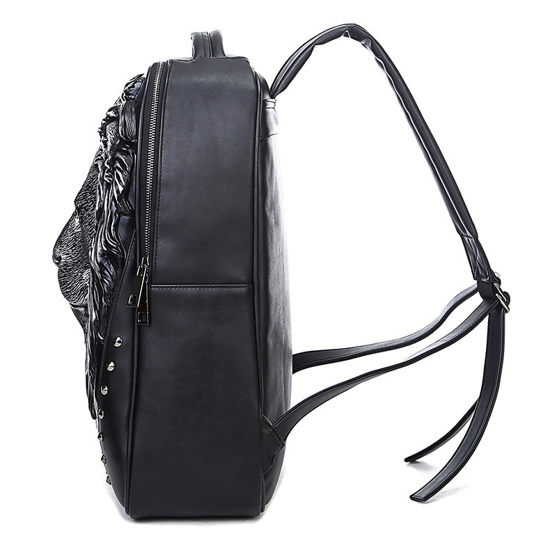 Men's Punk Relief Animal Lion's Head Waterproof Backpacks