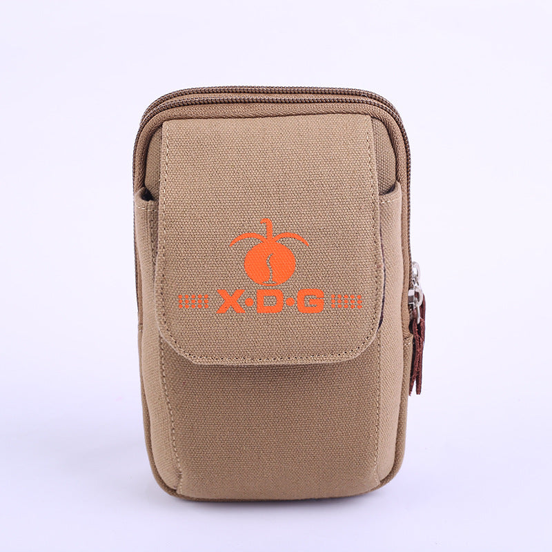 Men's Vertical Canvas Construction Site Mobile Inch Men's Waist Packs