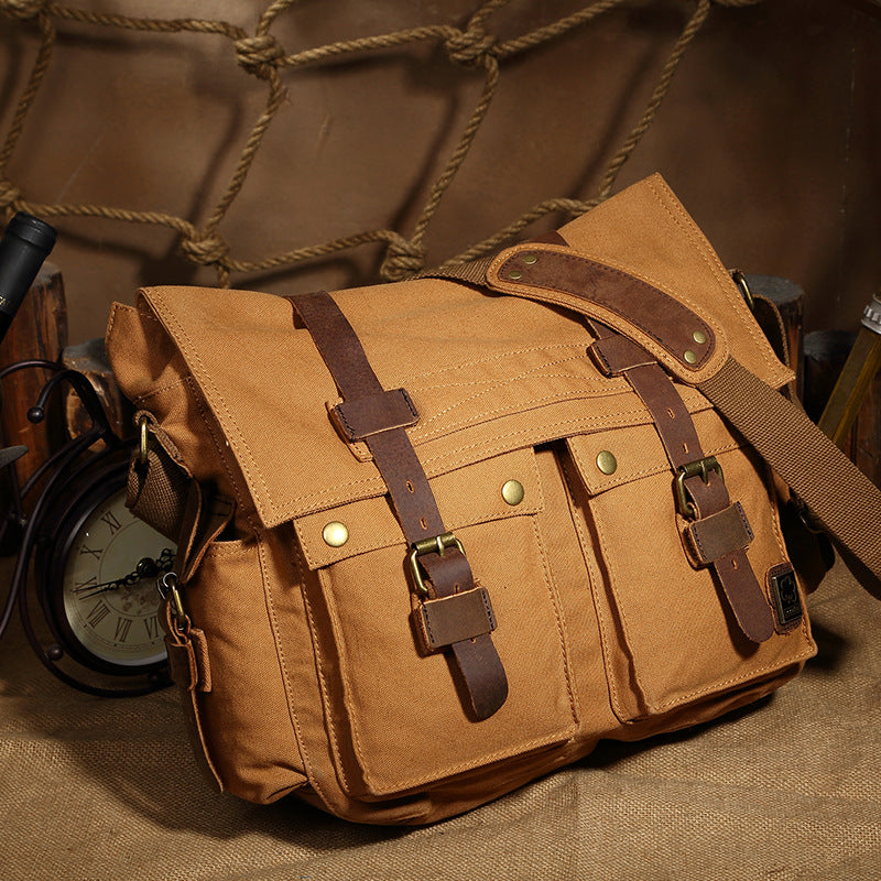Men's High-grade Canvas Large Capacity Leather Men's Messenger Bags