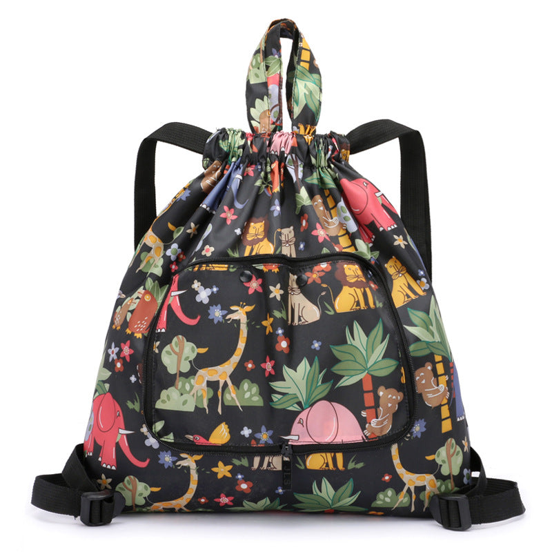 Pretty Unique Folding Drawstring Nylon Printed Backpacks