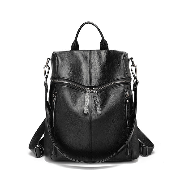 Women's Soft Leather Lightweight Korean Style Large Capacity Backpacks
