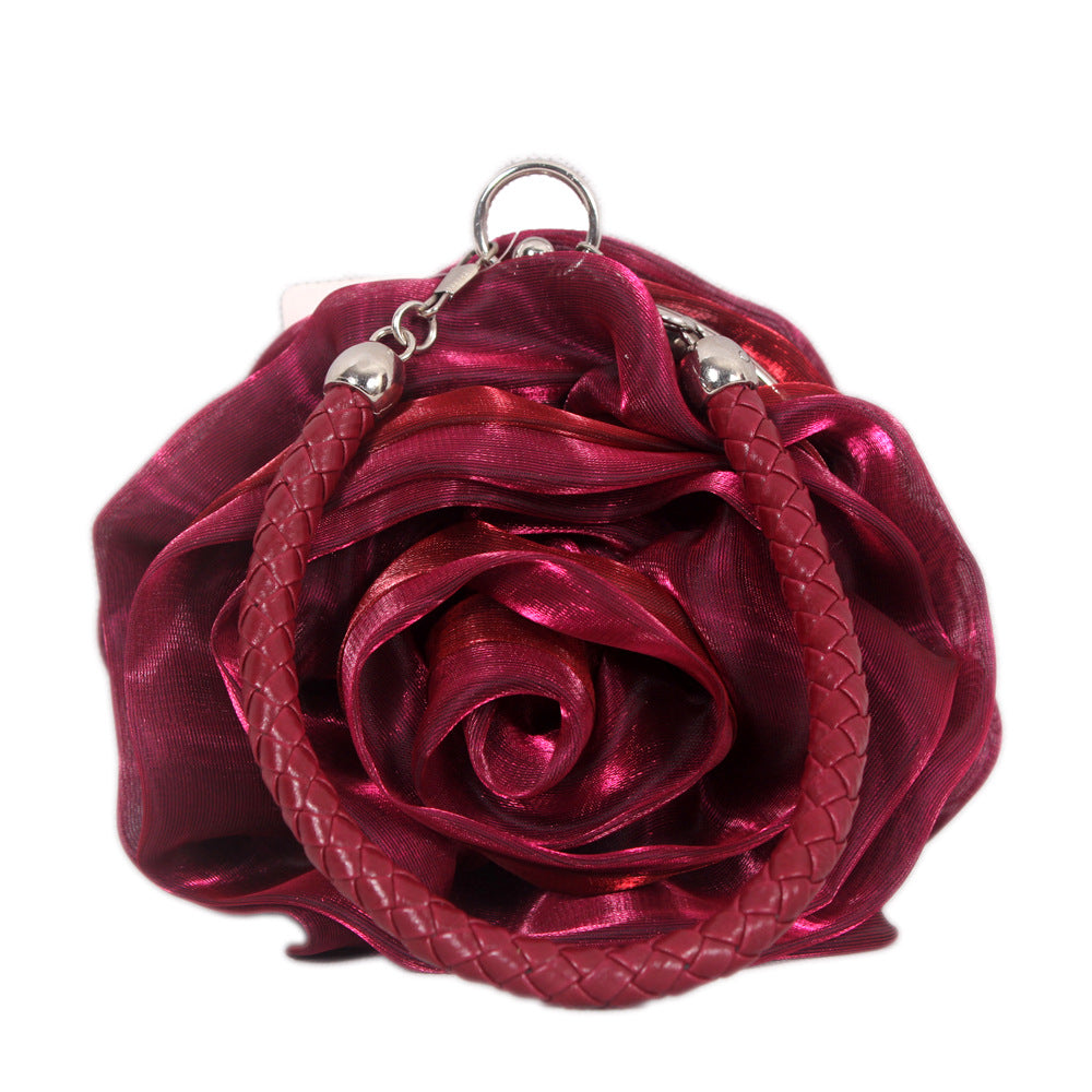 Women's Silk Three-dimensional Flower Dress Portable Bridal Bags