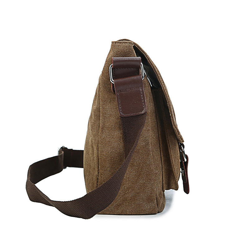 Unique Solid Color Canvas Fashion Processing Men's Messenger Bags