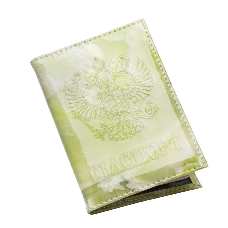 Mirror Russian Marble Passport Embossing Jacket Card Holder