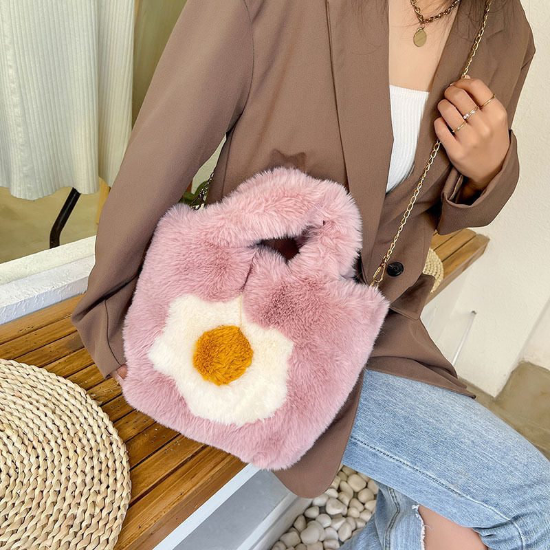 Women's Trendy Fashion Plush Portable Fur Large Crossbody Bags