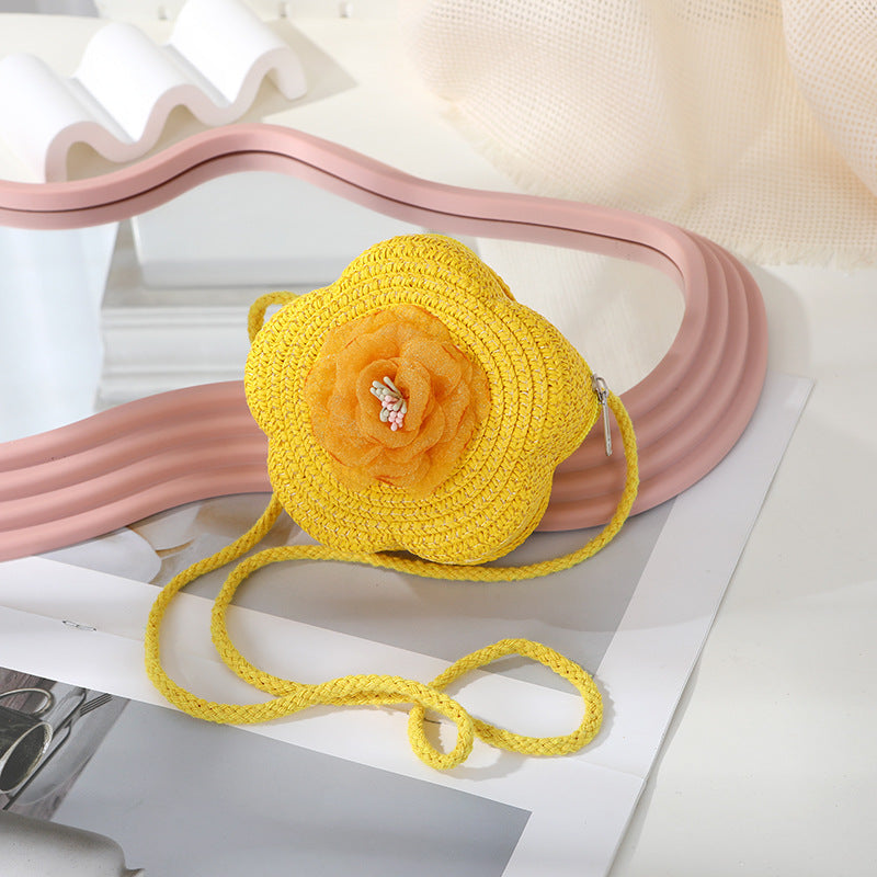 Women's Woven Seaside Flower Beach Summer Mini Children's Coin Purse