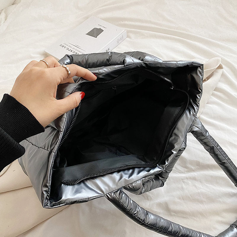 Women's Textured Down Large Capacity Fashion Commuter Tote Bags