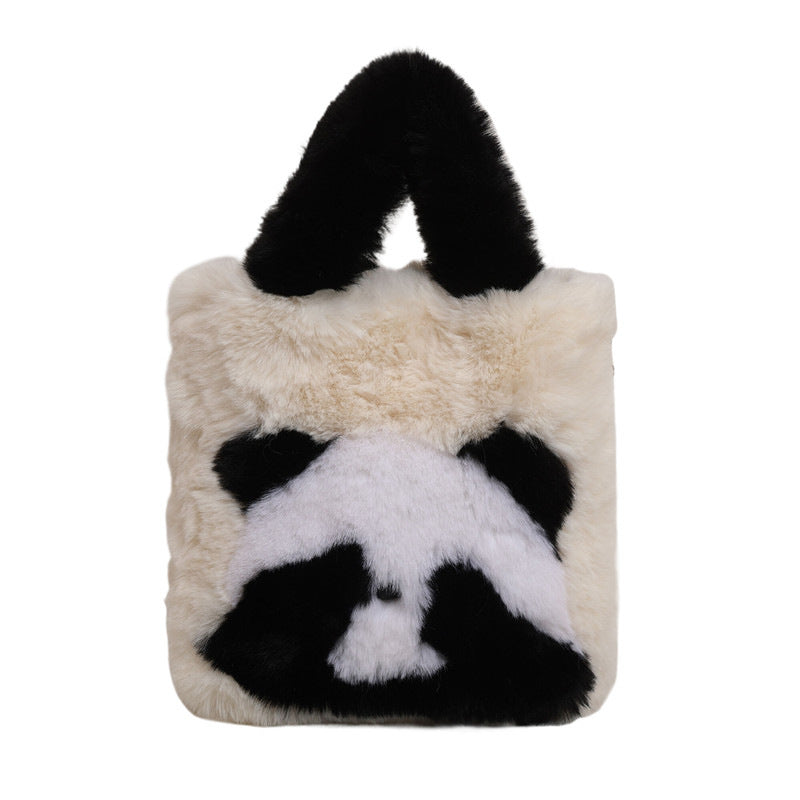 Panda Plush Cute Face Covering Large Crossbody Bags