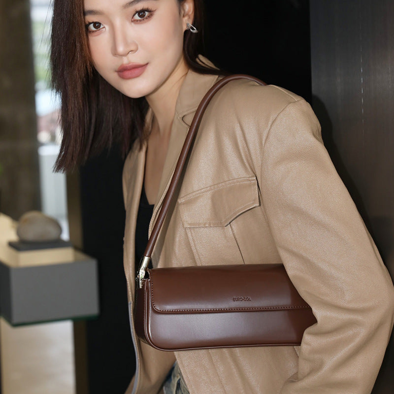 Women's Baguette Genuine Leather Fashion Design Portable Armpit Bags