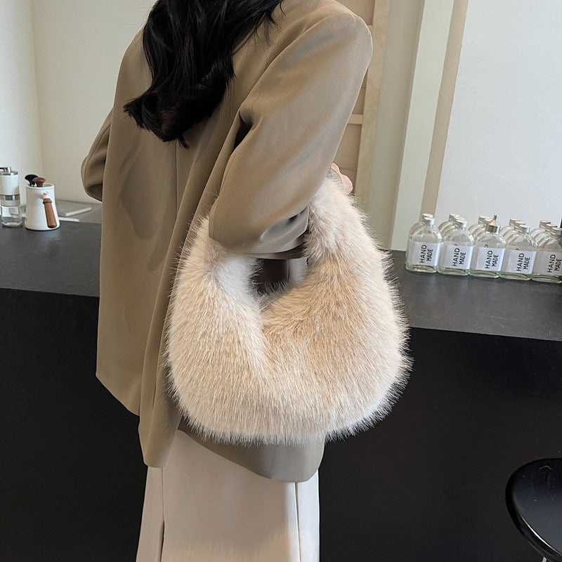 Women's Portable Fur Popular Plush High-grade Minority Bags