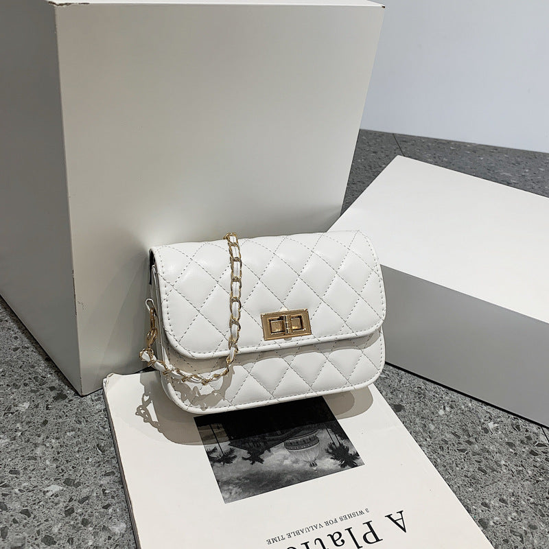 Women's Rhombus Solid Color Chain Trendy Fashion Shoulder Bags