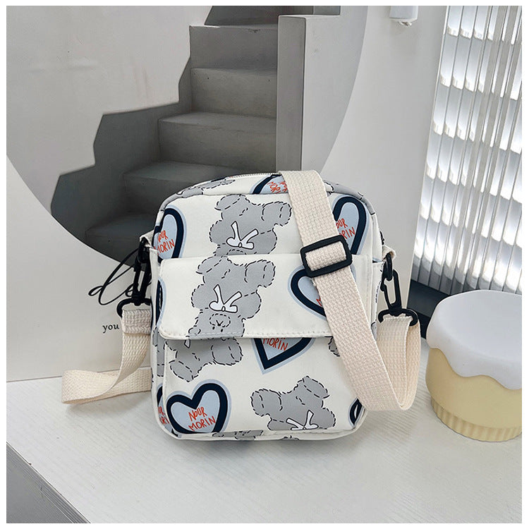 Women's Cute Heart Nylon Mobile Korean Style Crossbody Bags