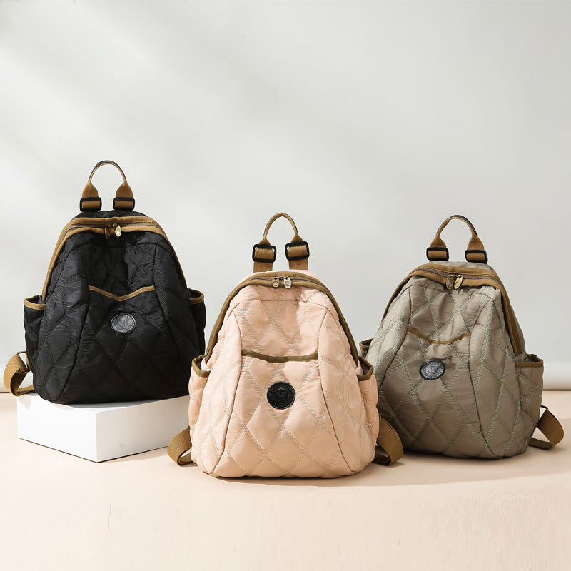 Simple Trendy Plaid Cotton Jacket Versatile Backpacks