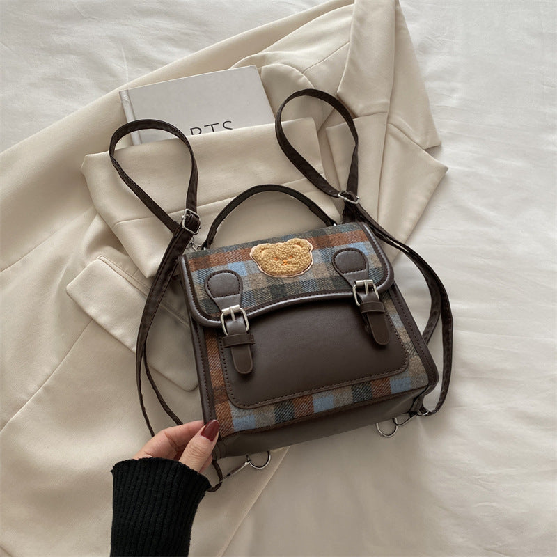 Women's Autumn Fashion Woolen Portable Korean Style Backpacks