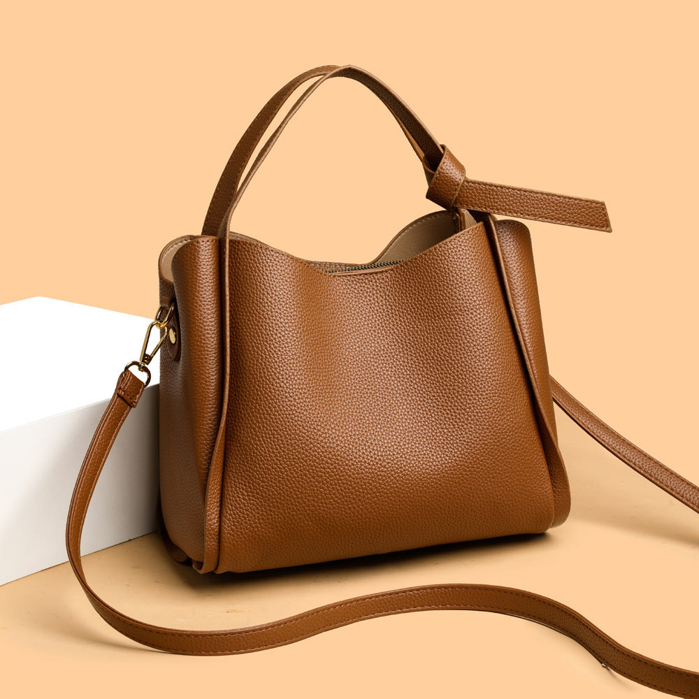 Women's Soft Leather Vegetable Basket High-grade Elegant Shoulder Bags