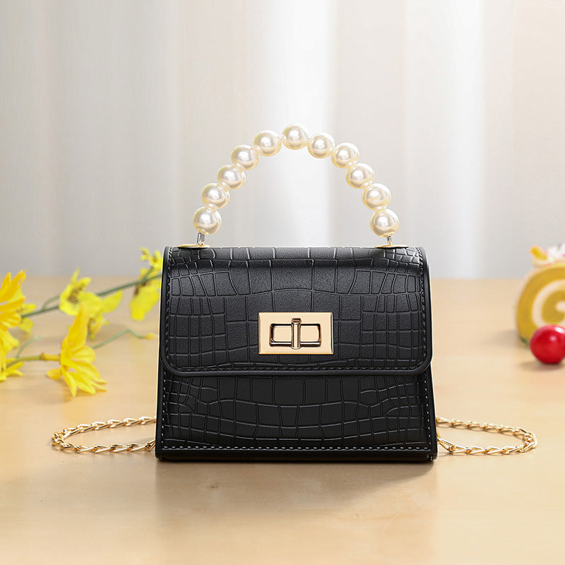 Classy Pearl Hand Crocodile Pattern Gel Shoulder Bags