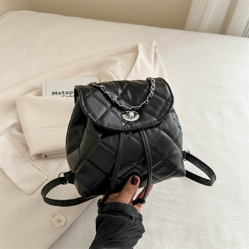 Women's Rhombus Fashion Summer High-grade Design Chain Backpacks