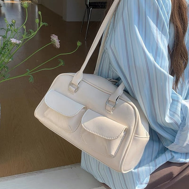 Women's Retro Portable Underarm Oil Wax Leather Shoulder Bags