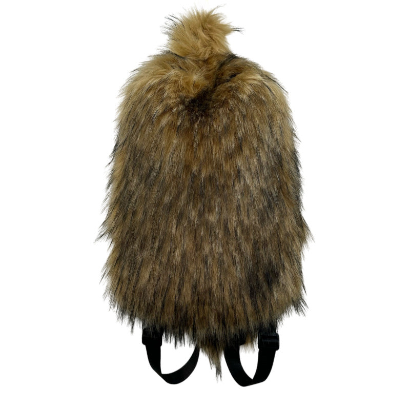 Popular Slouchy Fur Female Versatile Plush Backpacks