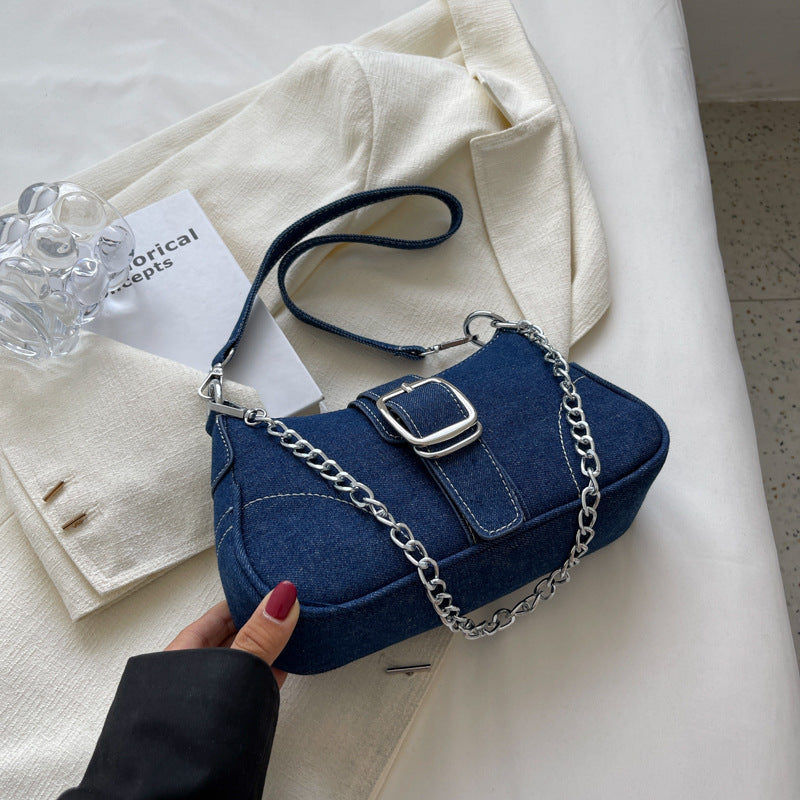 Women's Denim Underarm Fashionable Design Canvas Crossbody Bags