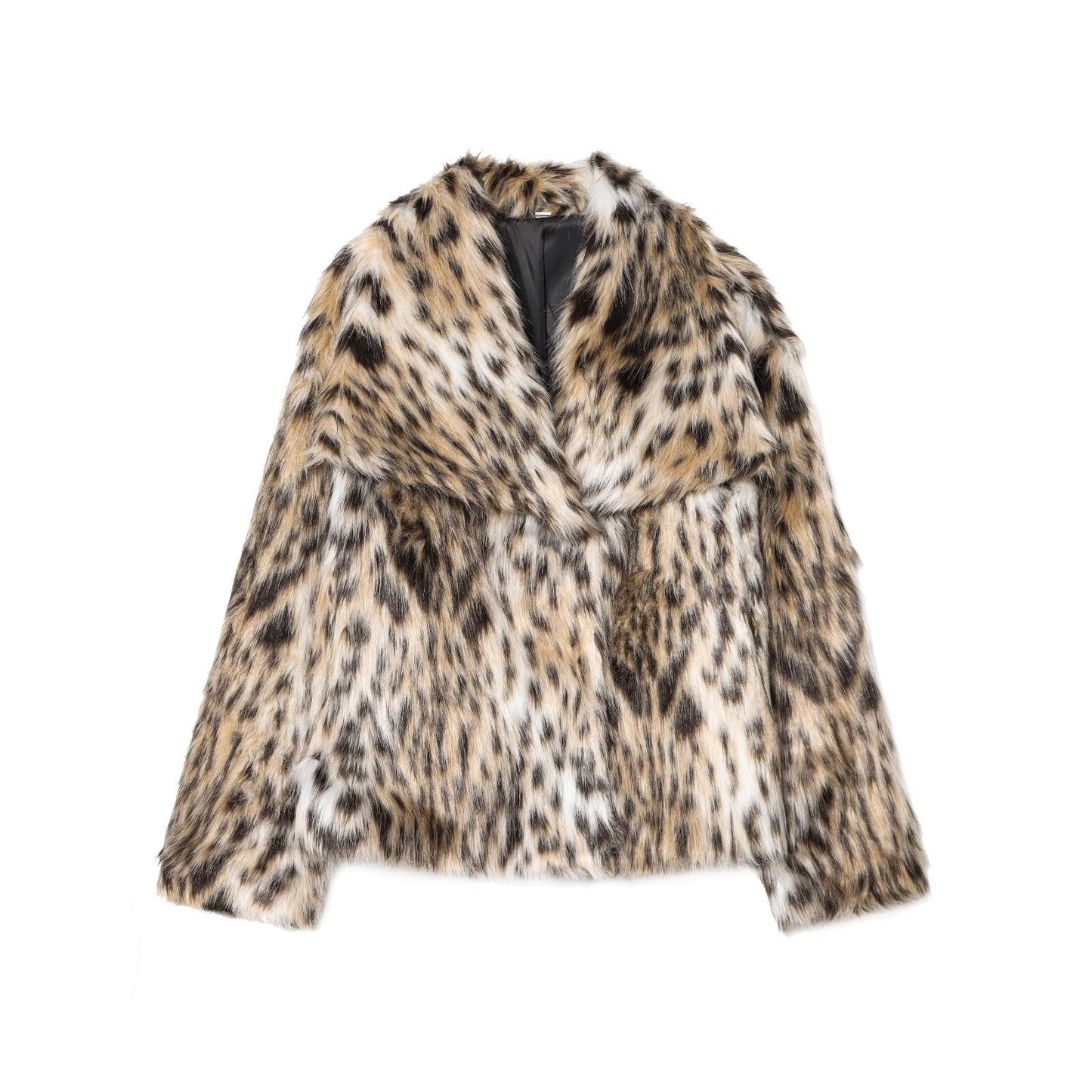 Women's Fashion Faux Leopard Fur Effect Jackets