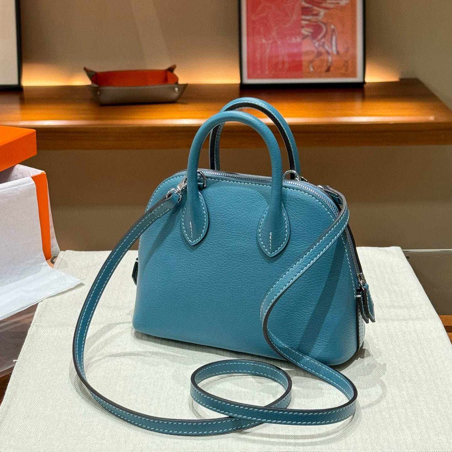 Genuine Leather Goat Pattern Bowling Shell High-grade Crossbody Bags