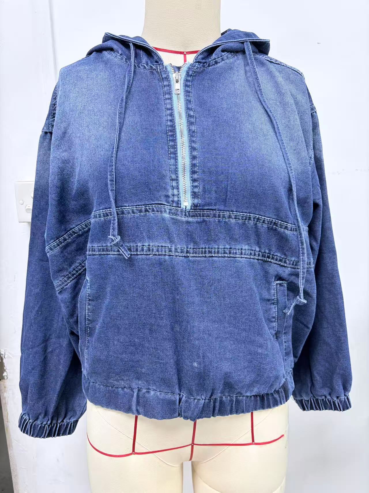 Women's Casual Denim Washed Hooded Bomber Daily Jackets