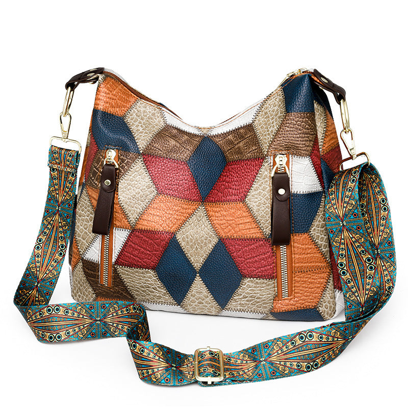 Women's Retro Mom Contrast Color Large Capacity Bags